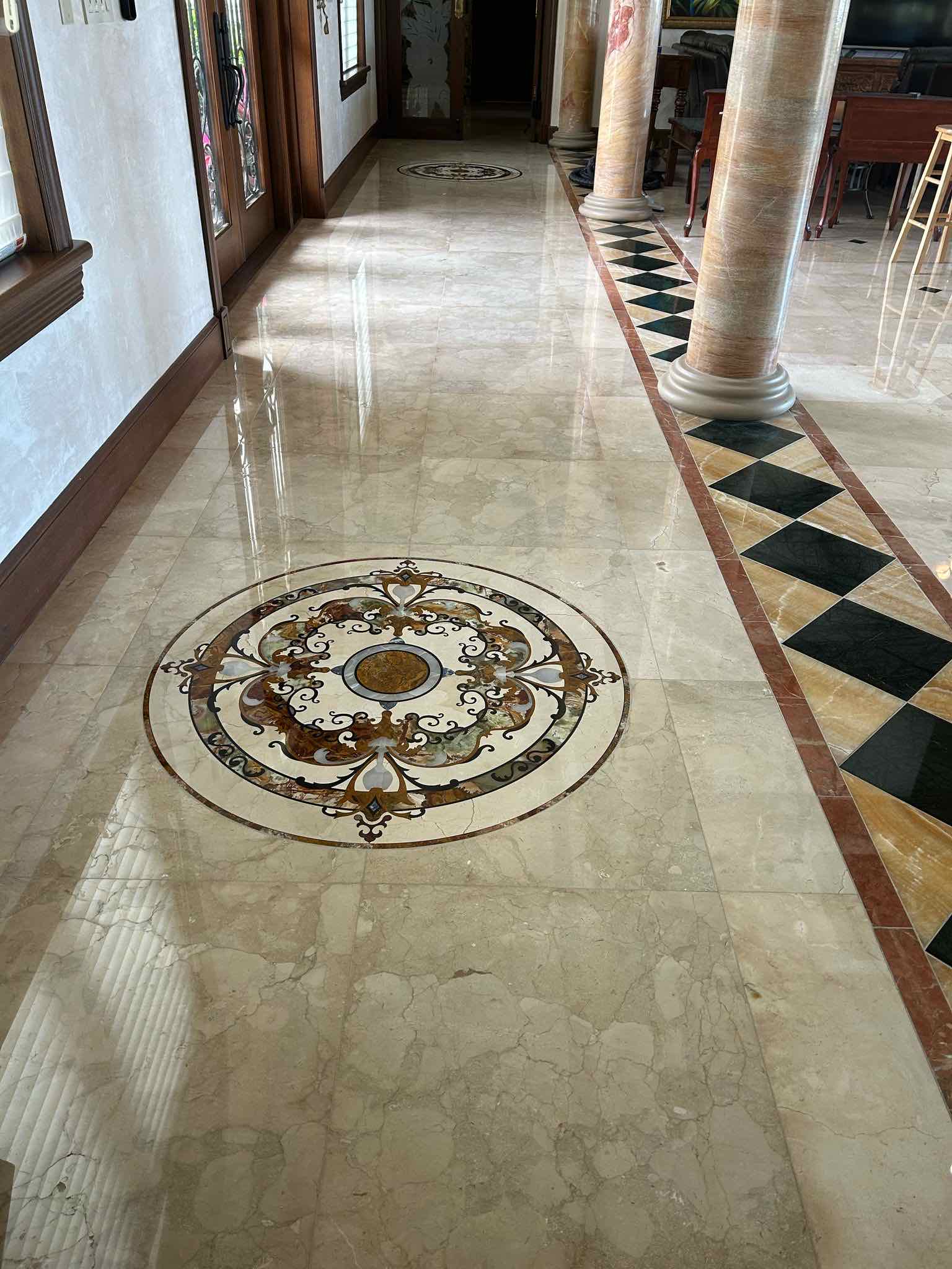 Polished marble floor in a Brickell condo